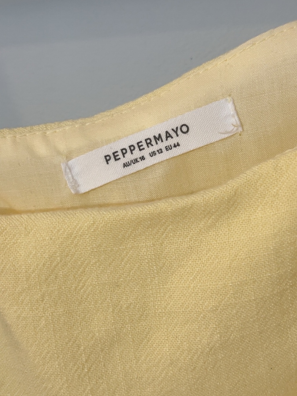 Peppermayo Size 12 Butter Yellow One Shoulder Linen/Cotton Blend Top - Picture 6 of 9